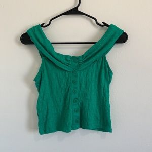 Free People Green Cropped Blouse
